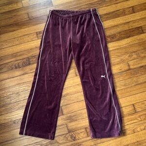 PUMA Women’s Maroon Velour Straight Leg Sweatpants